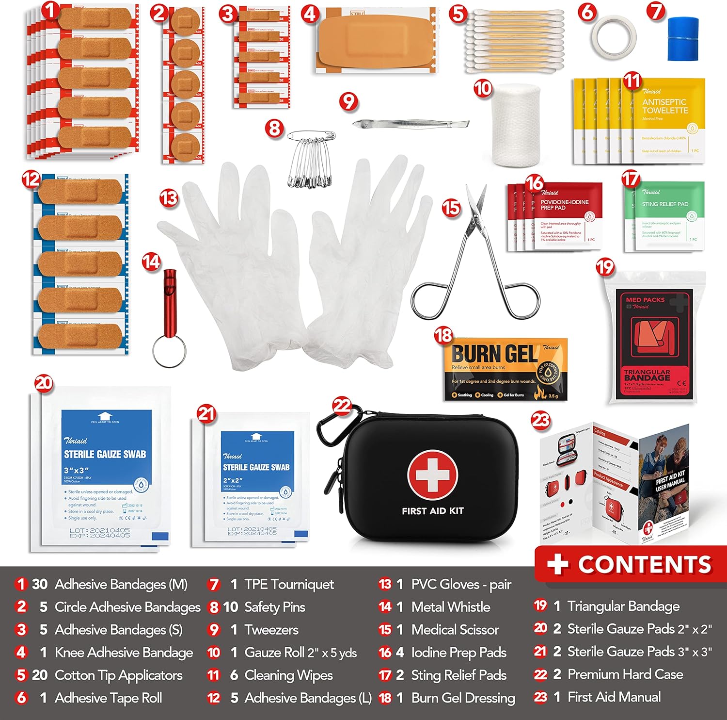 Mini First Aid Kit, 100 Pieces Water-Resistant Hard Shell Small Case - Perfect for Travel, Outdoor, Home, Office, Camping, Hiking, Car (Black) - Image 3