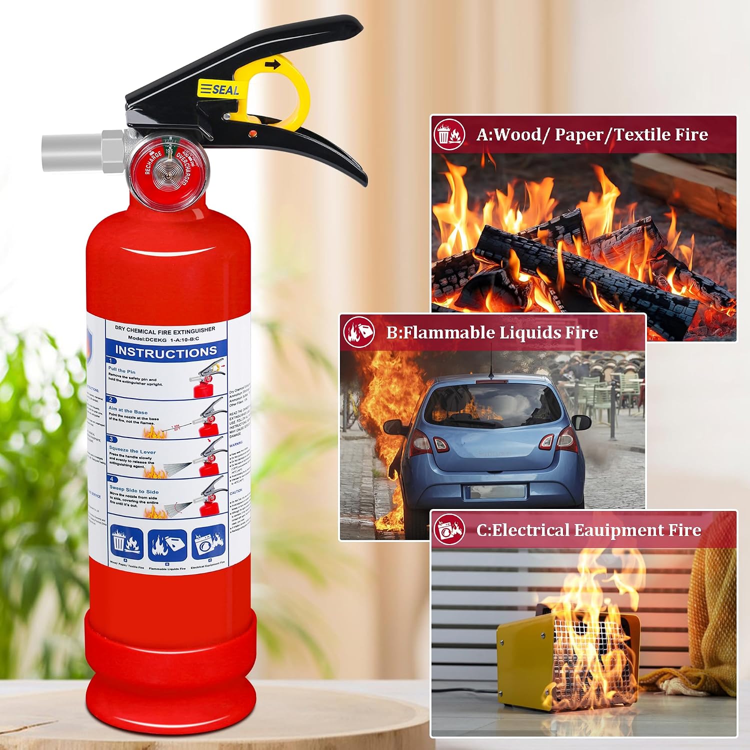 6-Pack Fire Extinguisher for Home, 2.5 lb 1-A:10-B:C Rated Dry Chemical Fire Safety Gear with Quick-Release Handle, Certified for Kitchen, Car, Vehicle, Boat, RV, Grill - Image 3