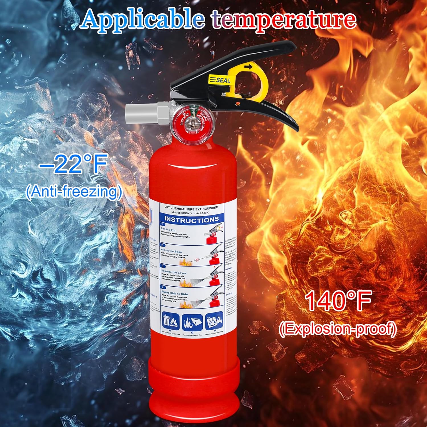 6-Pack Fire Extinguisher for Home, 2.5 lb 1-A:10-B:C Rated Dry Chemical Fire Safety Gear with Quick-Release Handle, Certified for Kitchen, Car, Vehicle, Boat, RV, Grill - Image 4