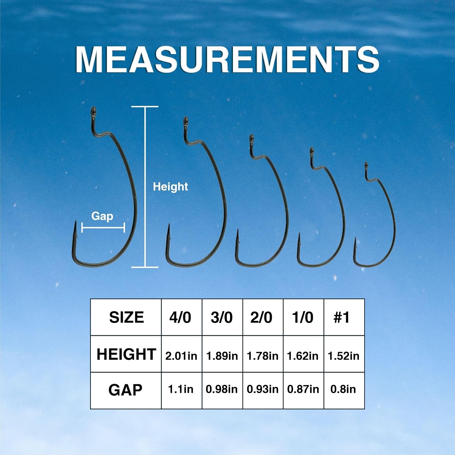 Reaction Tackle Offset EWG Worm Hooks - Super Strong Wide Gap Texas Rig Hooks for Soft Plastic Baits - High Carbon Steel Bass Fishing Hooks (25-Pack) - Image 7