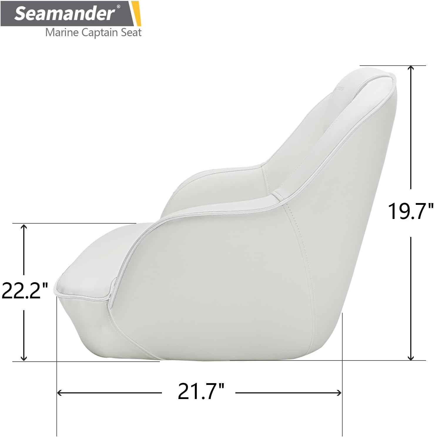 Seamander Boat Captains Chair,Pontoon Boat Seat, Integral Rotomolded Frame, Premium EPDM Foam Material,Marine Grade Vinyl, 5x5 or 5x12 inch Mounting Pattern (White/White) - Image 5