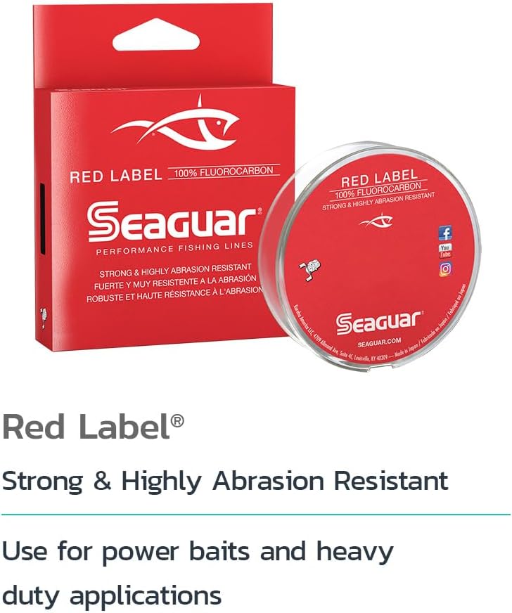 Seaguar Red Label Fishing Line for Power Baits & Heavy-Duty Applications, Freshwater, 100% Fluorocarbon, Clear, Multiple Sizes - Image 2
