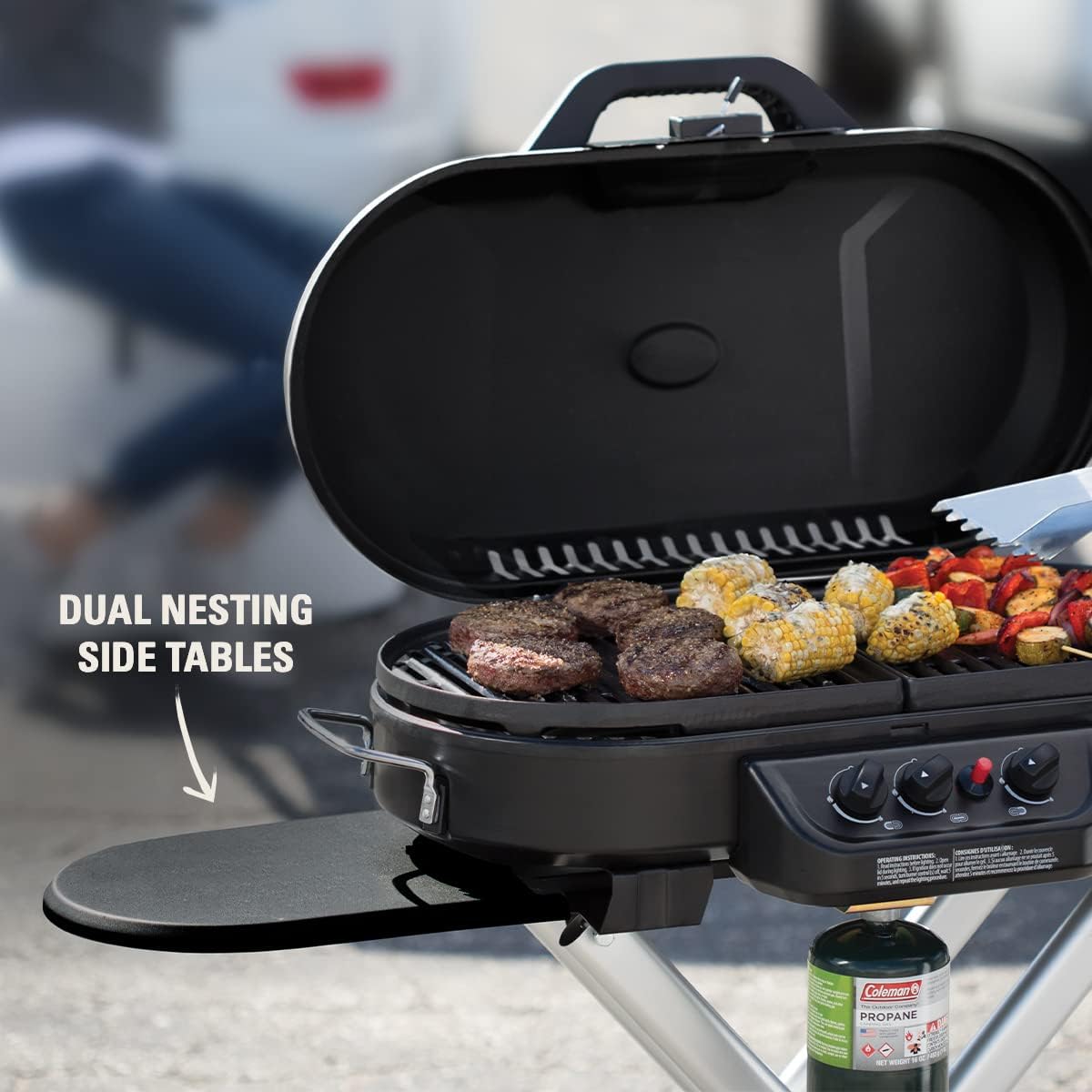 Coleman RoadTrip 285 Portable Stand-Up Propane Grill with 3 Adjustable Burners & Instastart Ignition, 20,000 BTUs of Power for Outdoor Cooking, Camping, Tailgating, Grilling, BBQs, & More - Image 6
