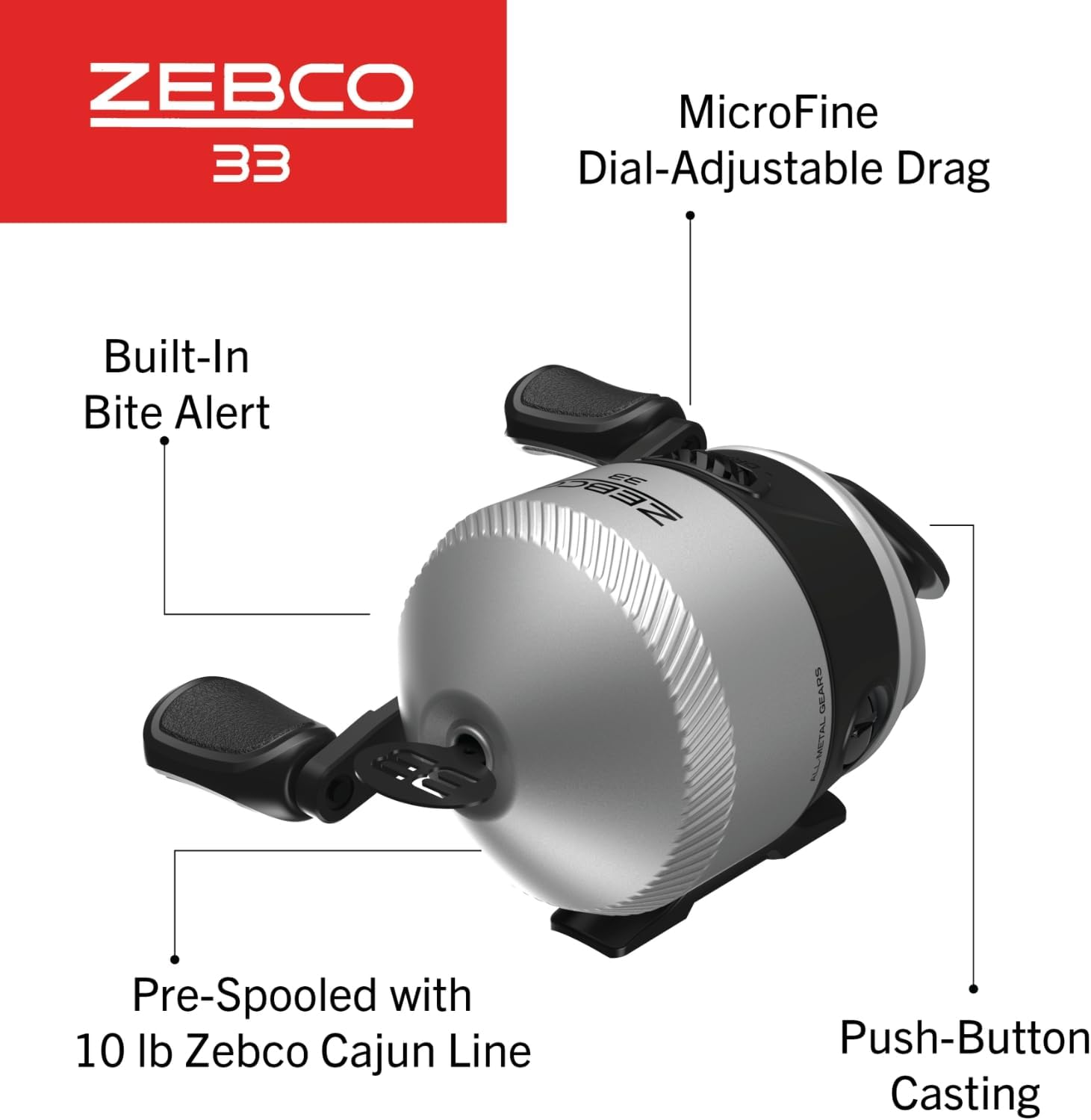 Zebco 33 Spincast Reel and Fishing Rod Combo, 6-Foot 2-Piece Fiberglass Rod with EVA Handle, Quickset Anti-Reverse Fishing Reel with Bite Alert - Image 3