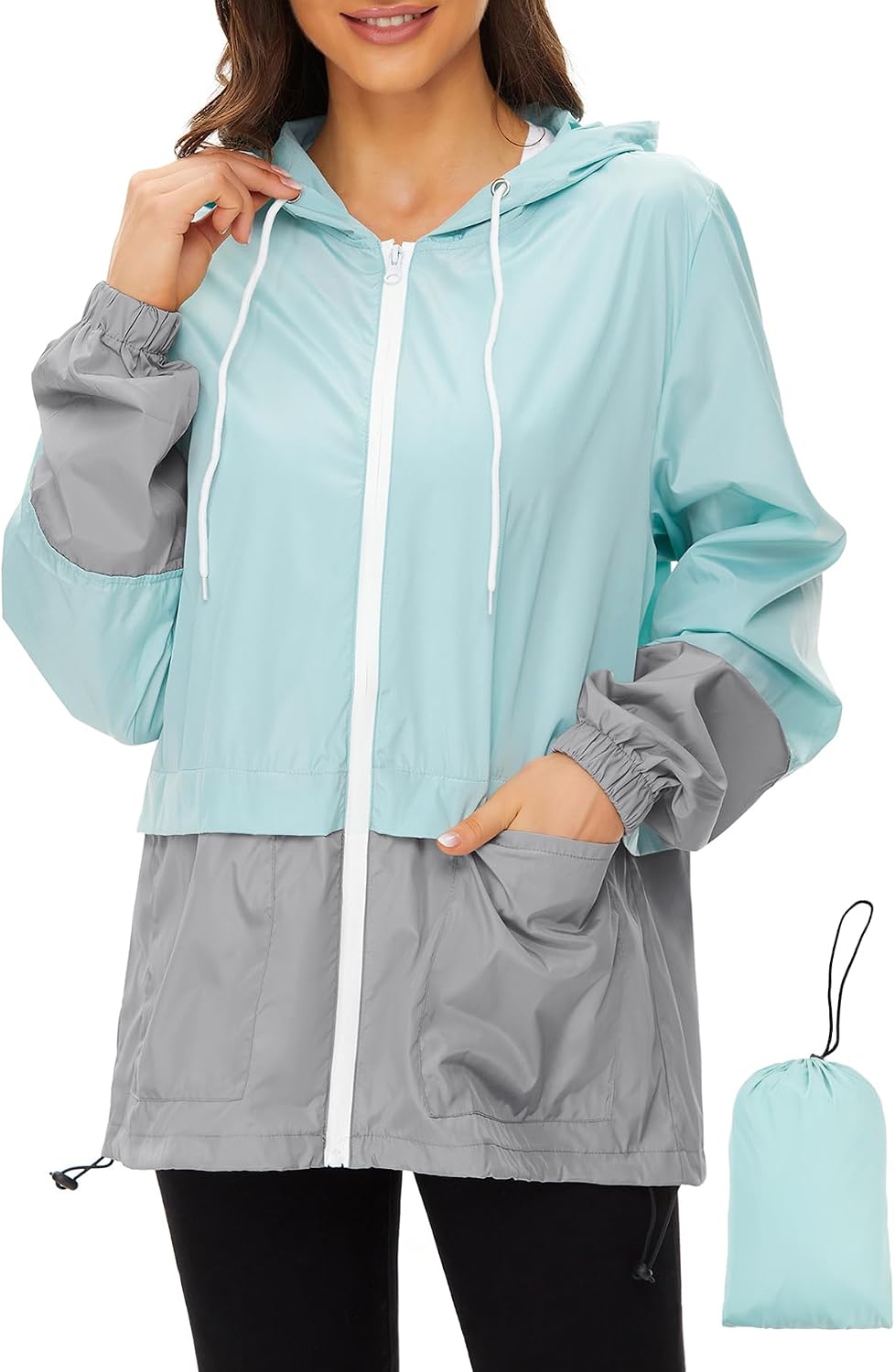 Zando Lightweight Rain Jacket Women Waterproof - Raincoat for Women Packable Rain coat Hooded Windbreaker for Travel Outdoor