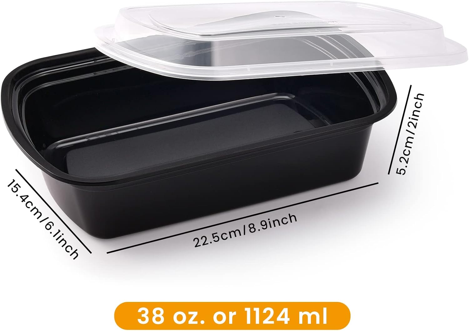 Kitch’nMore 38oz Meal Prep Containers, Extra Large &Thick Food Storage Containers with Lids, Reusable Plastic,Disposable Bento Box,Stackable,Microwave/Freezer/Dishwasher Safe, BPA Free (30Pack) - Image 2