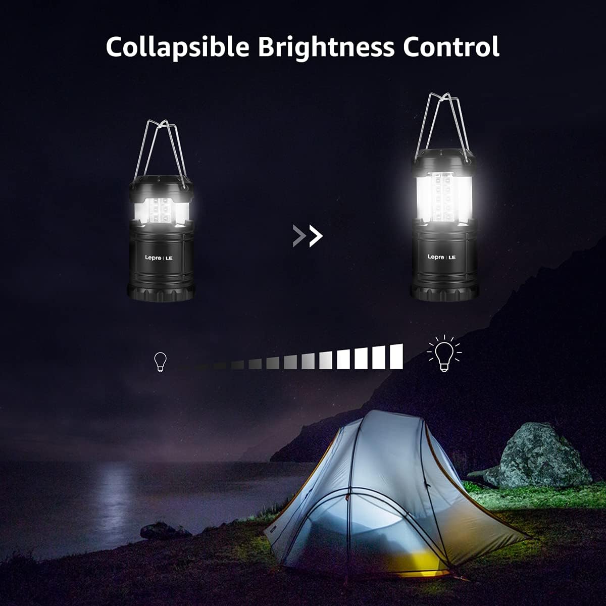 Lepro LED Camping Lanterns Battery Powered, Collapsible, IPX4 Water Resistant, Outdoor Portable Lights for Emergency, Hurricane, Storms and Outages - Image 3