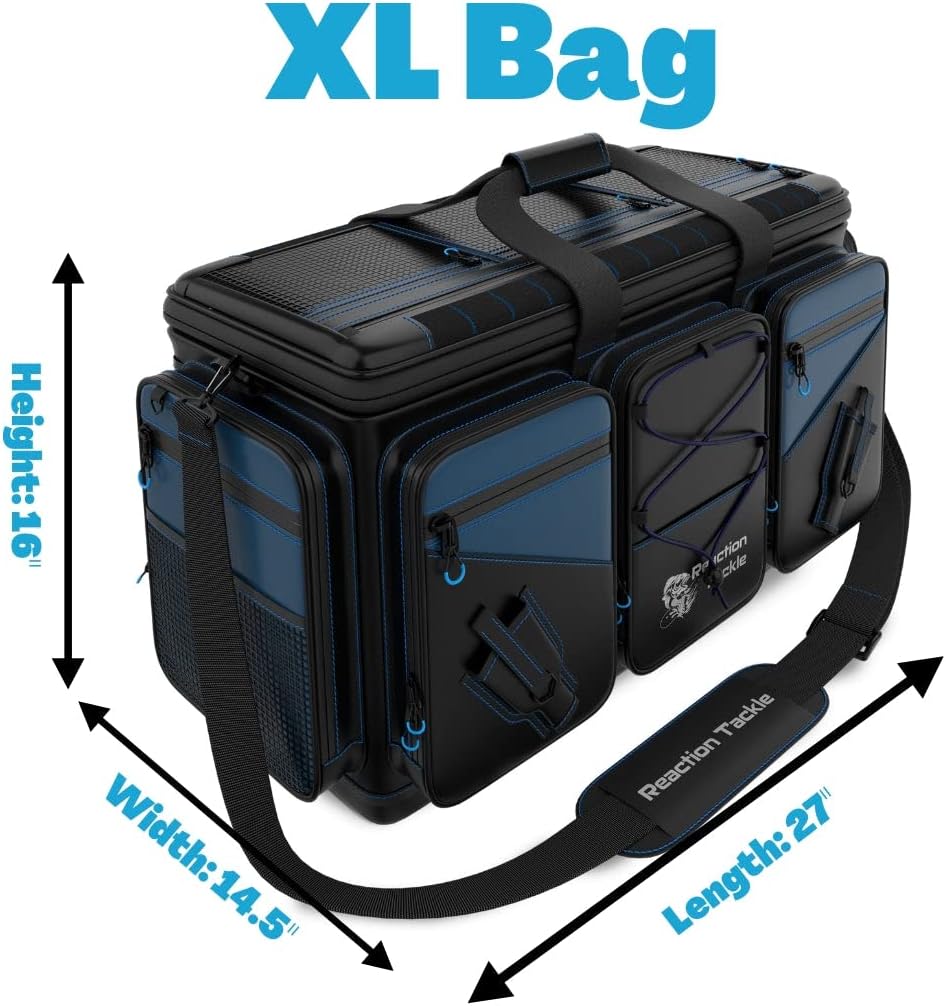 Reaction Tackle Fishing Tackle Bag – Salt Water Resistant Fishing Bag, 1000D PVC Waterproof Material, Tackle Box Organizer with Dividers for 3600 or 3700 Trays - Image 2