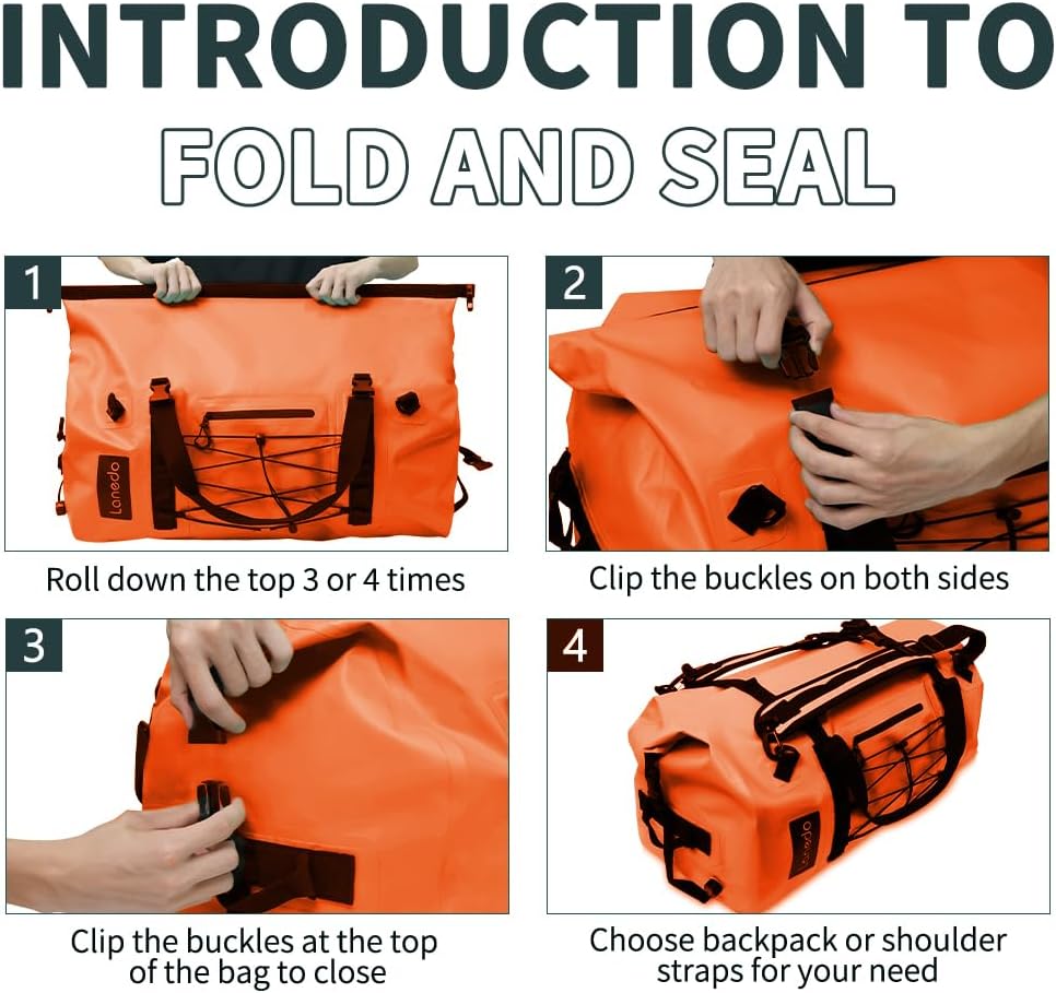 80L Dry Bag Large Waterproof Bag Roll-Top Heavy Duty Fishing Duffel Bag with Durable Straps & Handles for Kayaking Paddle boarding Boating Rafting Fishing - Image 5