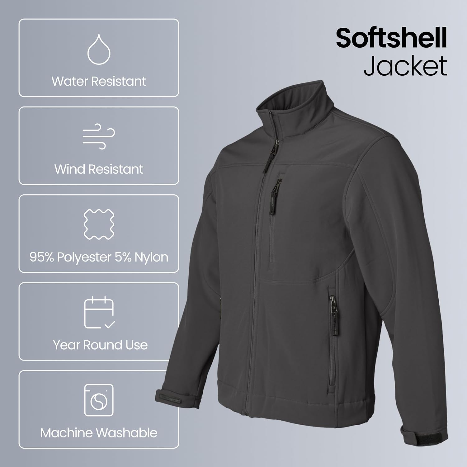 Weatherproof Men's Softshell Jacket – Wind & Water Resistant – Breathable, Lightweight Outdoor Coat - Image 3