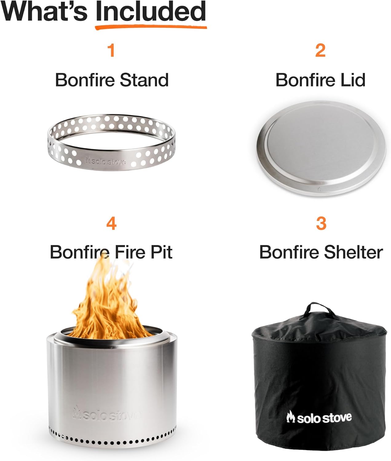 Solo Stove Bonfire Amazon Exclusive | Smokeless Fire Pit Bundle with Stand, Lid, Shelter & Ash Pan | Ideal for 4–6 People | Stainless Steel Wood Burning Camping Pit – 19.5" Wide, 34lbs - Image 4