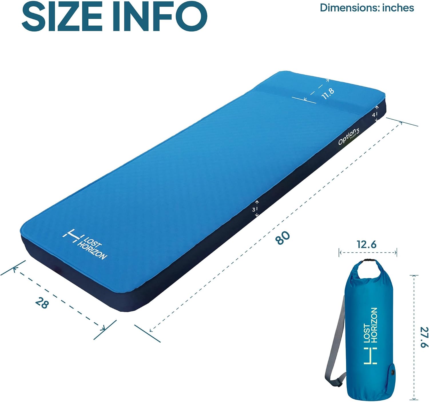 Lost Horizon Air & Foam Camping Mattress, Self-Inflating Sleeping Pad, 3" Thick, with Pump Sack, Single - Image 6