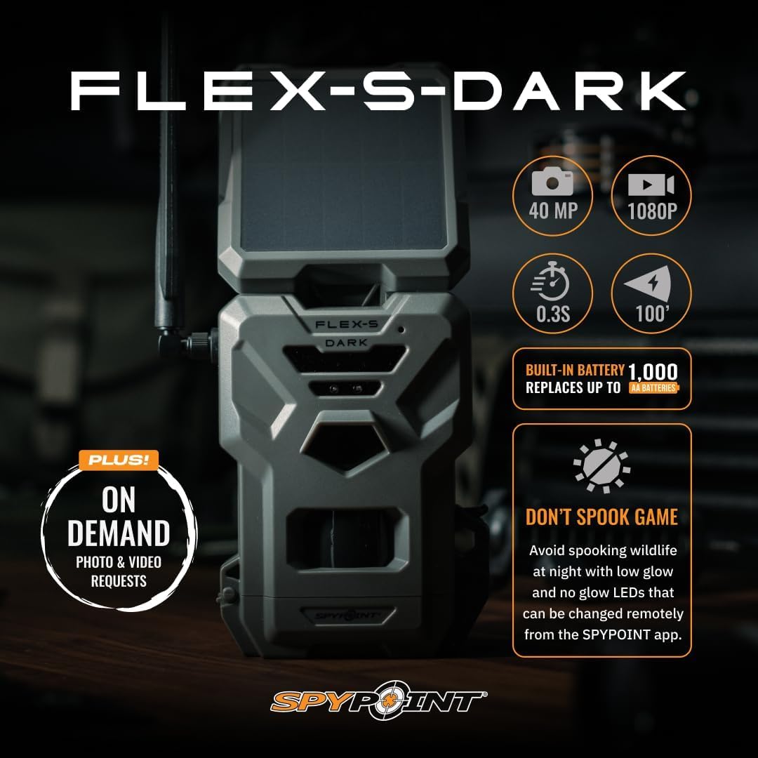 SPYPOINT Flex-S-Dark Ultimate Pack with SD Card + LIT-22 - Solar Cellular Trail Camera – Built-in Solar Panel, 40MP Photos, 1080p Videos + Sound, No-Glow Game Camera, Night Vision, Trail Cam - Image 3