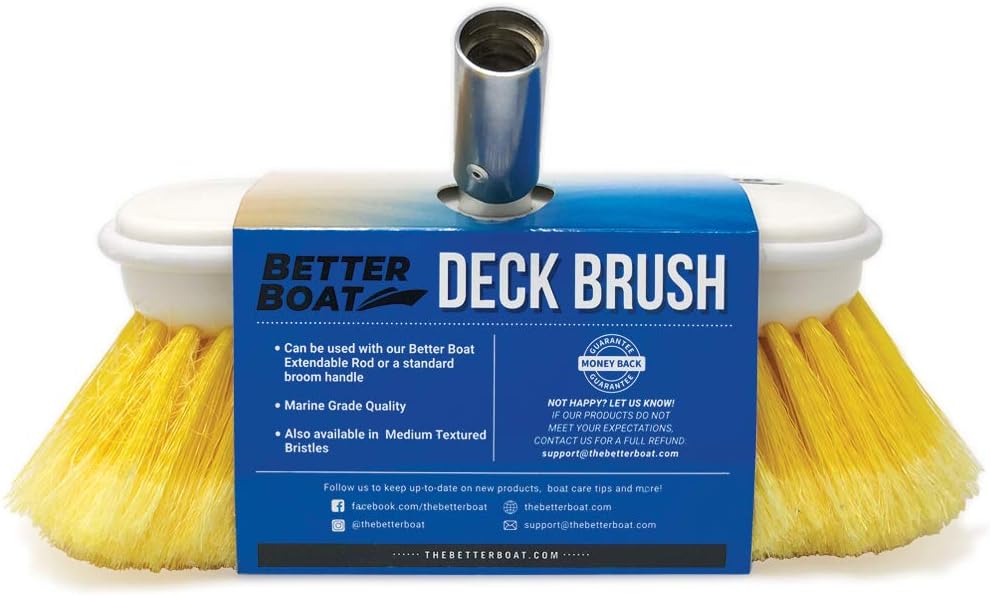 Soft Boat Deck Brush, Heavy-Duty Marine Brush Head, 8" Bristle with Bumper, 3/4" Thread Handle, for RV, Truck, and Auto Cleaning - Image 7