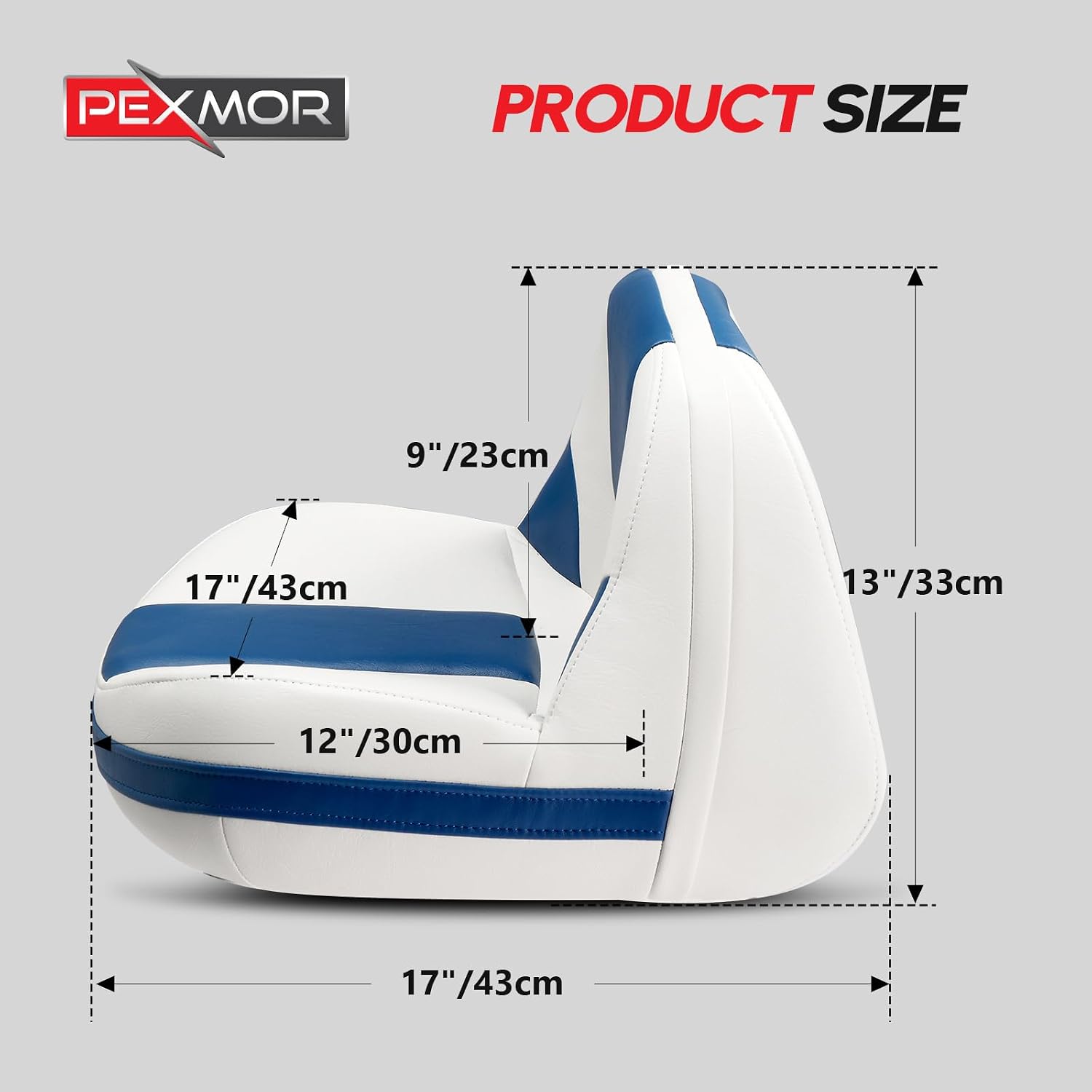 PEXMOR Boat Seats, Fishing Boat Seat, Waterproof Captain Seat Low Back Casting Bass Seats for Boats, Thick Soft Cushion Butt Seat, 2 Packs (Blue&White) - Image 6