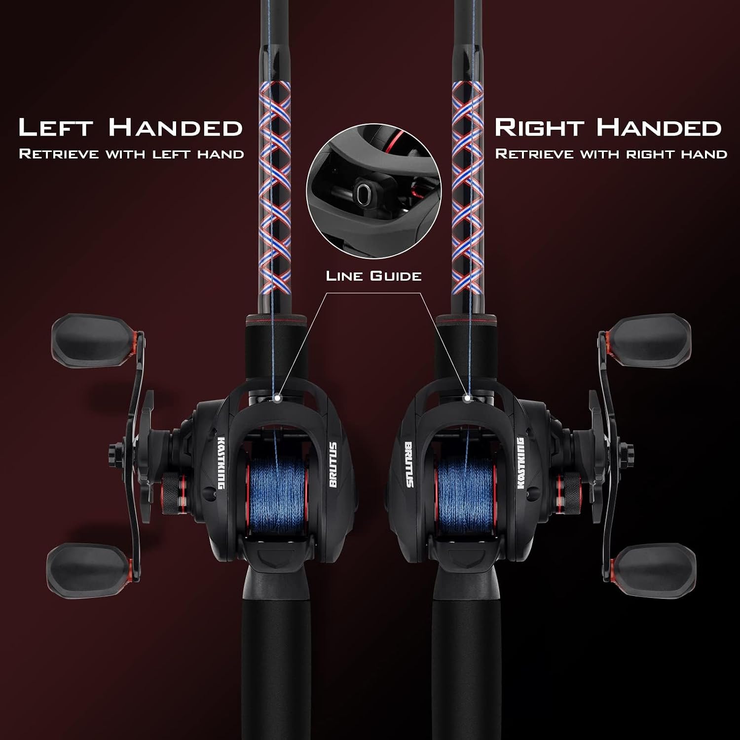 KastKing Brutus Baitcasting Fishing Reel, Graphite Frame, 7.2:1 Gear Ratio, 5+1 Shielded Stainless-Steel Ball Bearings,10 Button Magnetic Braking System, 17.6LB Carbon Fiber Drag, Aluminum Handle - Image 9