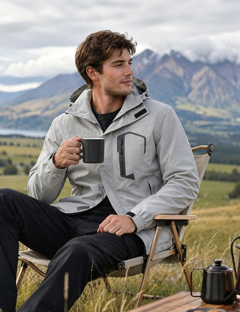 Zoofly Mens Hiking Jacket Waterproof with Hood Lightweight Windbreaker for Outdoor Travel - Image 2