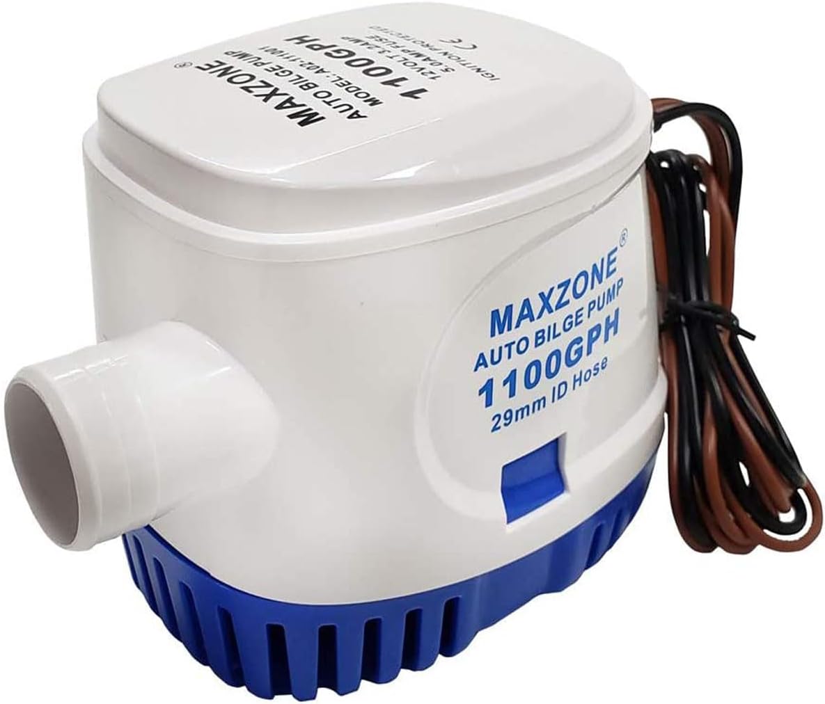 Automatic Submersible Boat Bilge Water Pump 12v 1100gph Auto with Float Switch, 1-1/8" Outlet, Compact Marine Boat Yacht