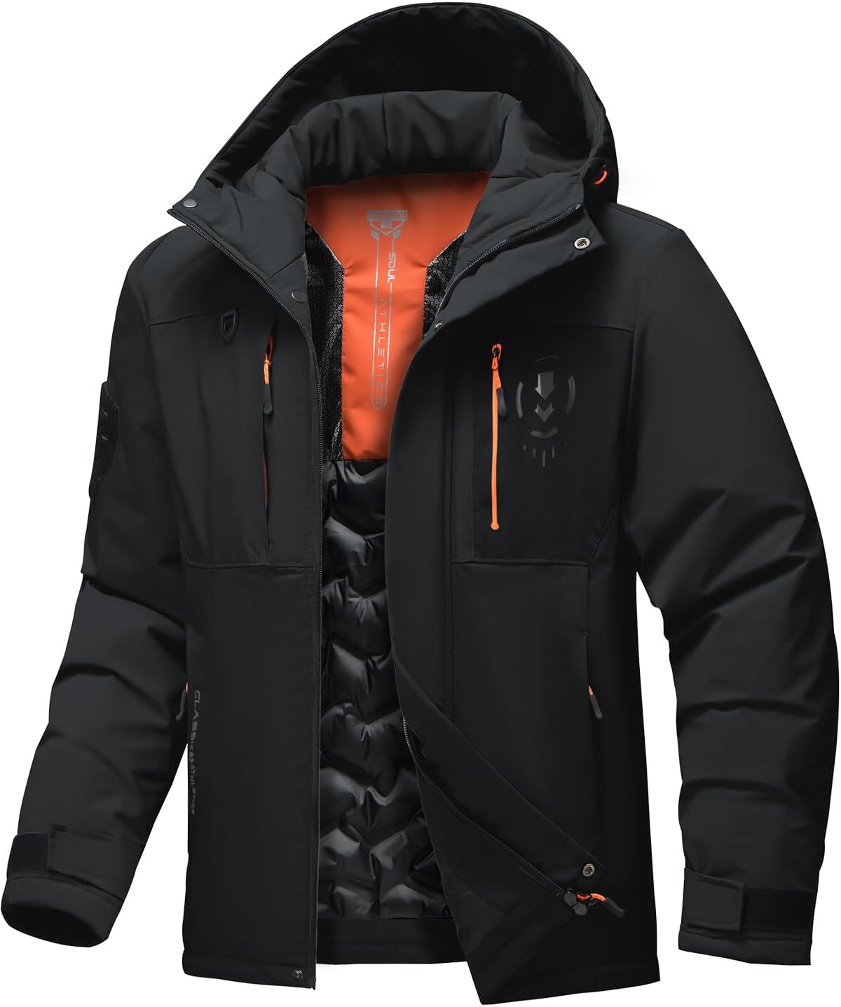 Men's Thermal Waterproof Windproof Jacket Hooded Insulated, Lightweight Winter Snow Coat with Multiple Pockets