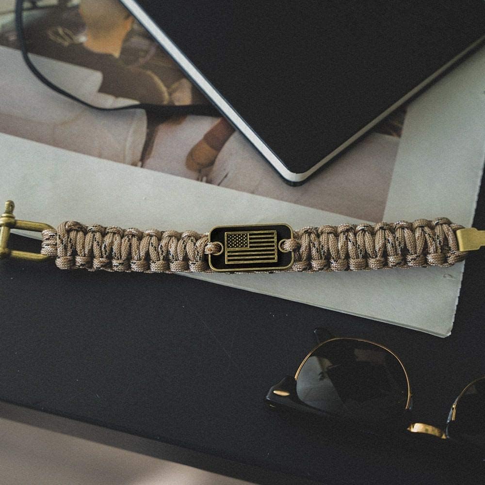 Hero Company Camo Paracord Bracelet - Tactical Survival Bracelet for Men with Bronze USA Flag - Helps Pair Military Veterans with a Companion Dog - Image 6