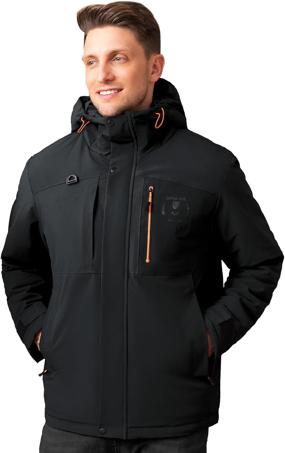 Men's Thermal Waterproof Windproof Jacket Hooded Insulated, Lightweight Winter Snow Coat with Multiple Pockets - Image 2
