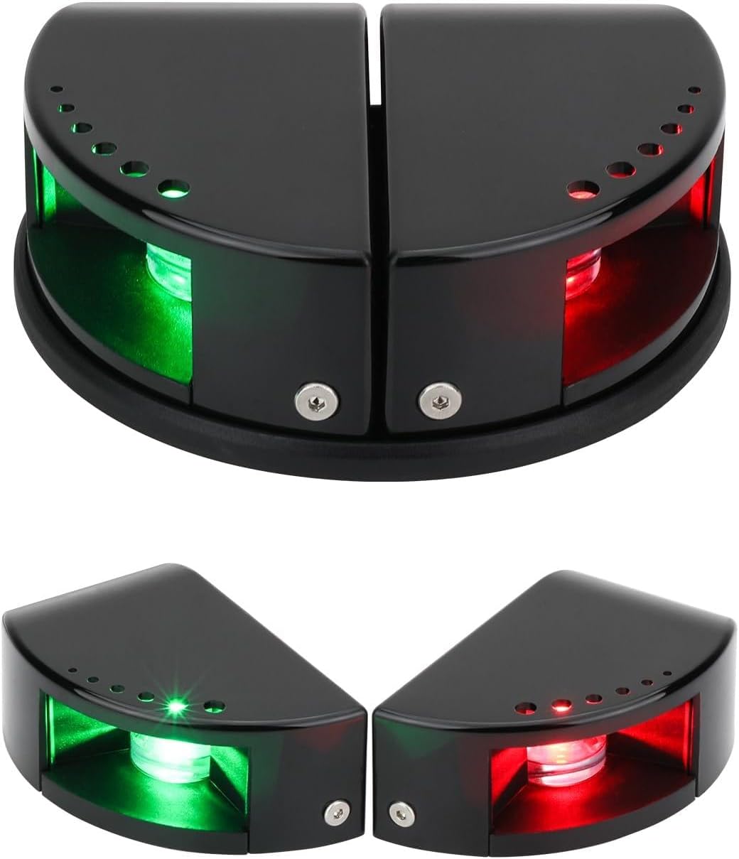 Boat Navigation Light LED,2-in-1 Split & Integrated 12V Marine Nav lights, IP67 Red & Green Night Fishing Deck Lights for Bow & Stern, Ideal for Pontoon, Fishing Boats, Yacht, Skiff