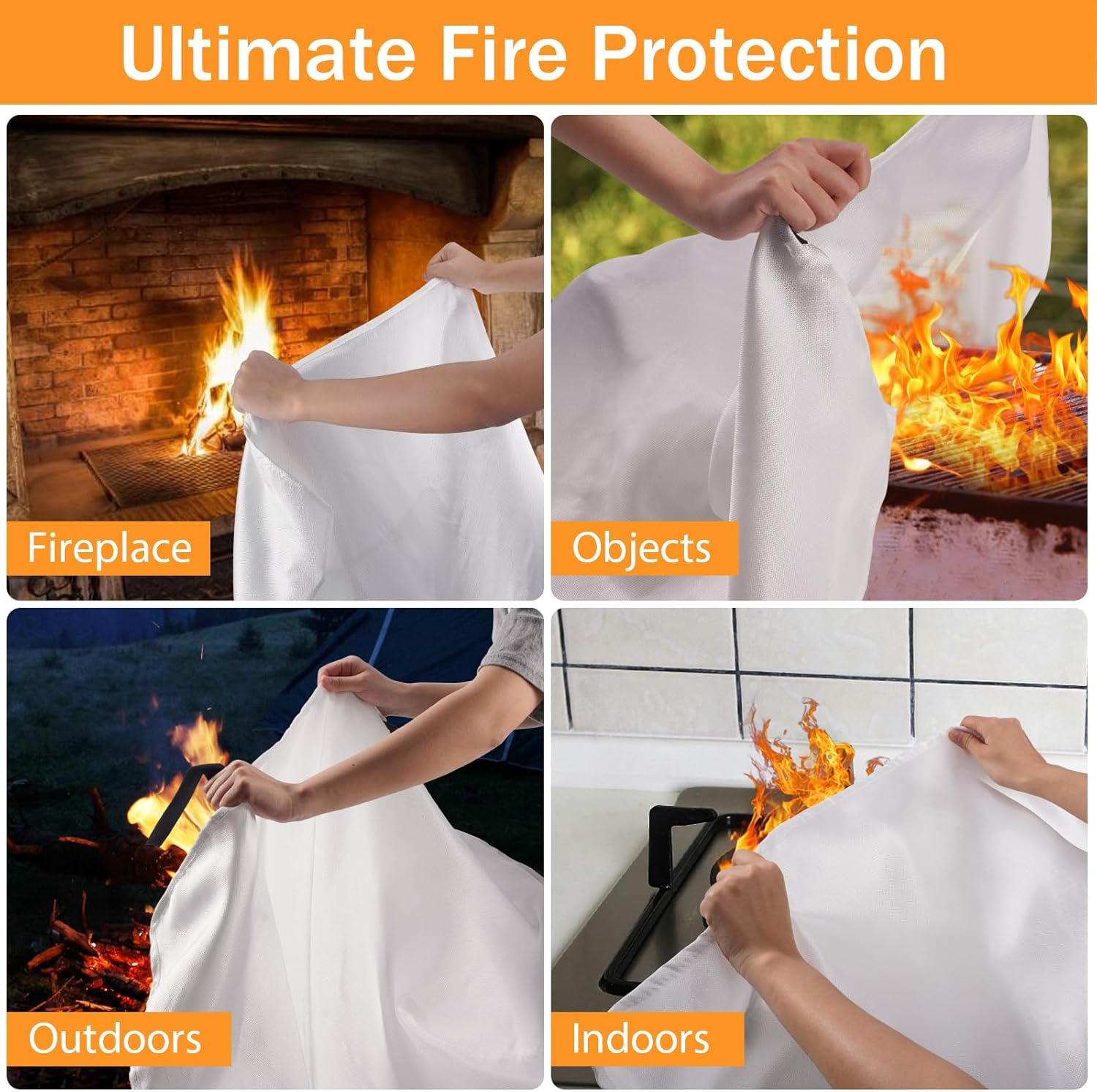 KANHIRO Fire Blanket Emergency for Home Kitchen - Fiberglass Fire Suppression Blanket Great for School, Fireplace, Grill, Car, Office, Warehouse (2 Pack, 39 in X 39 in) - Image 4