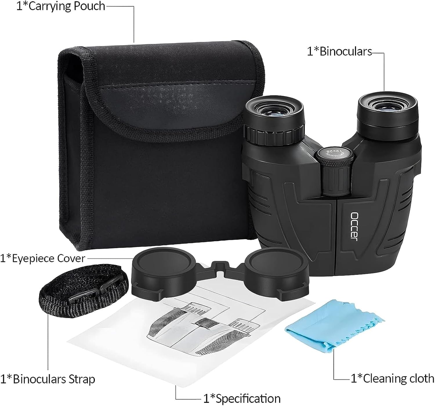Occer 12x25 Compact Binoculars for Adults and Kids, Large Eyepiece Waterproof Binocular with Low Light Vision,High Powered Easy Focus Binoculars for Bird Watching,Outdoor Hunting,Travel,Sightseeing - Image 7