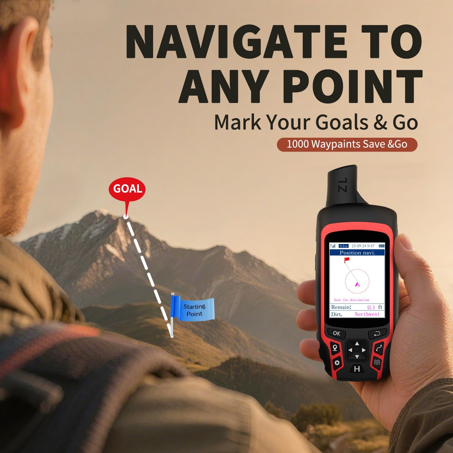 A6 Handheld GPS for Hiking, Multi GNSS Support, Rugged and Compact GPS Navigator with 2.4" Color Screen, 20 Hours Battery Life for Hiking and All Outdoor Activities - Image 5