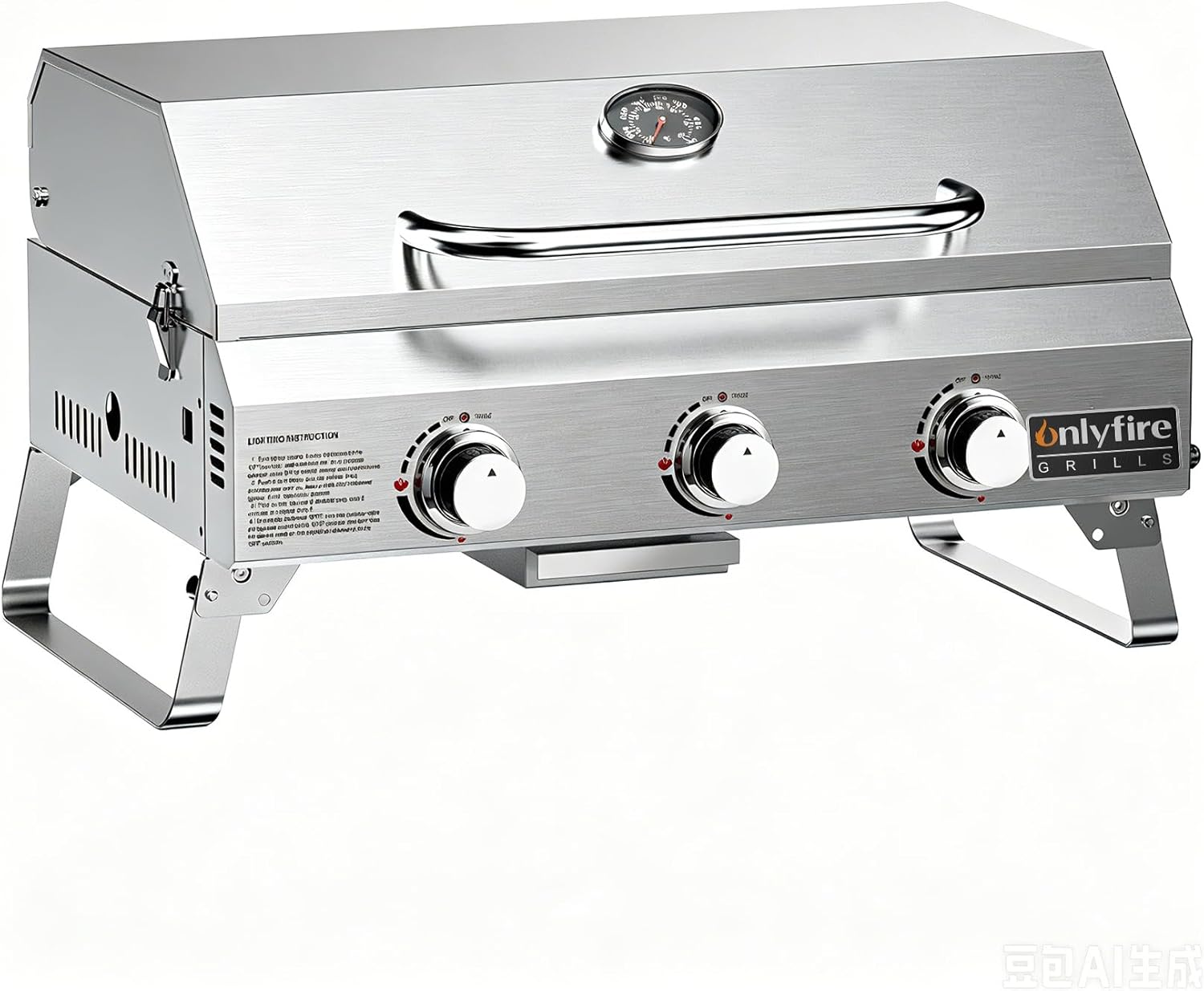 Tabletop Gas Grill 3 Burners, Portable Propane BBQ Grill with Foldable Legs & 22" Stainless Steel Grate for Outdoor Patio Backyard Barbecue, Camping Tailgating RV, 24000BTU High Output, Classic GS307