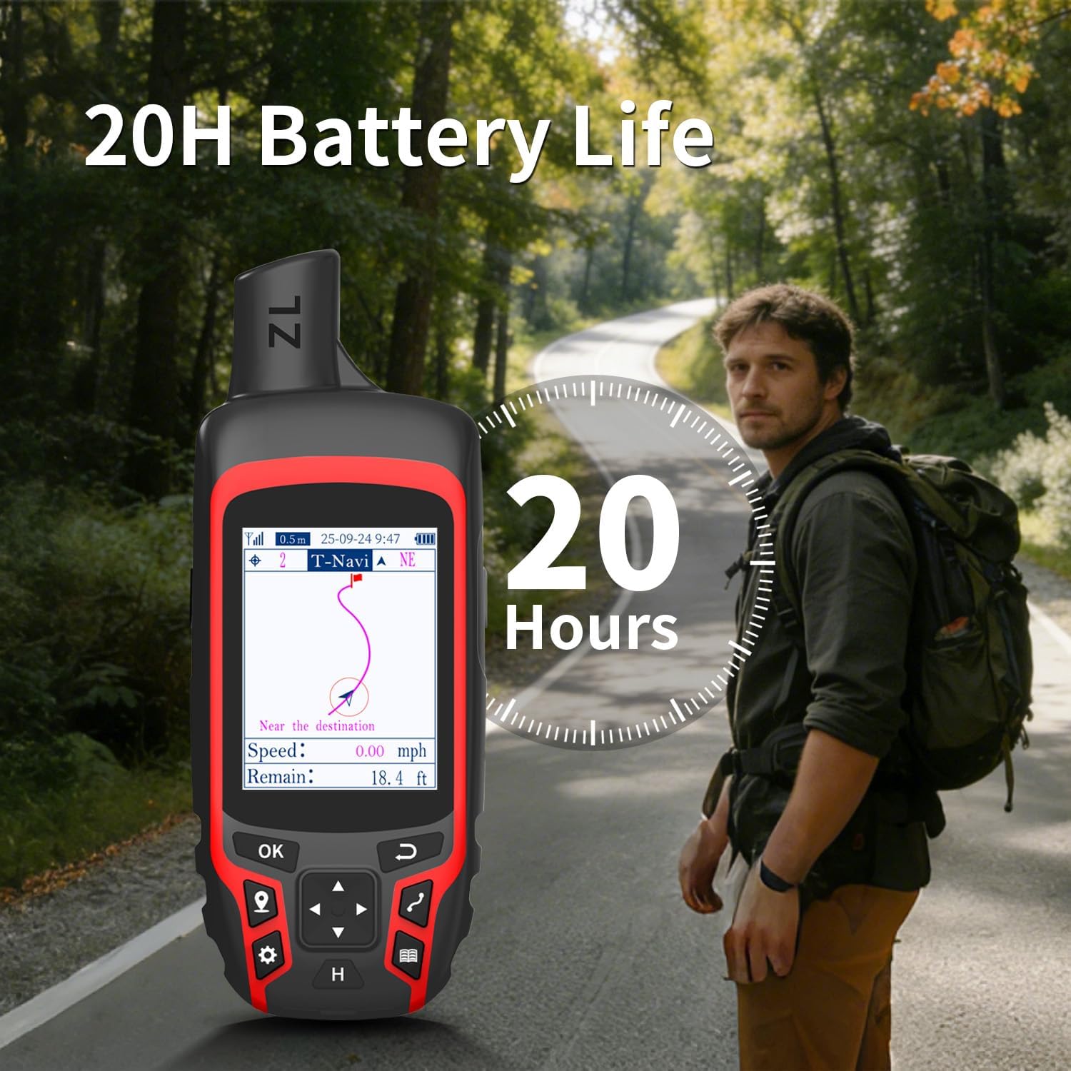 A6 Handheld GPS for Hiking, Multi GNSS Support, Rugged and Compact GPS Navigator with 2.4" Color Screen, 20 Hours Battery Life for Hiking and All Outdoor Activities - Image 6