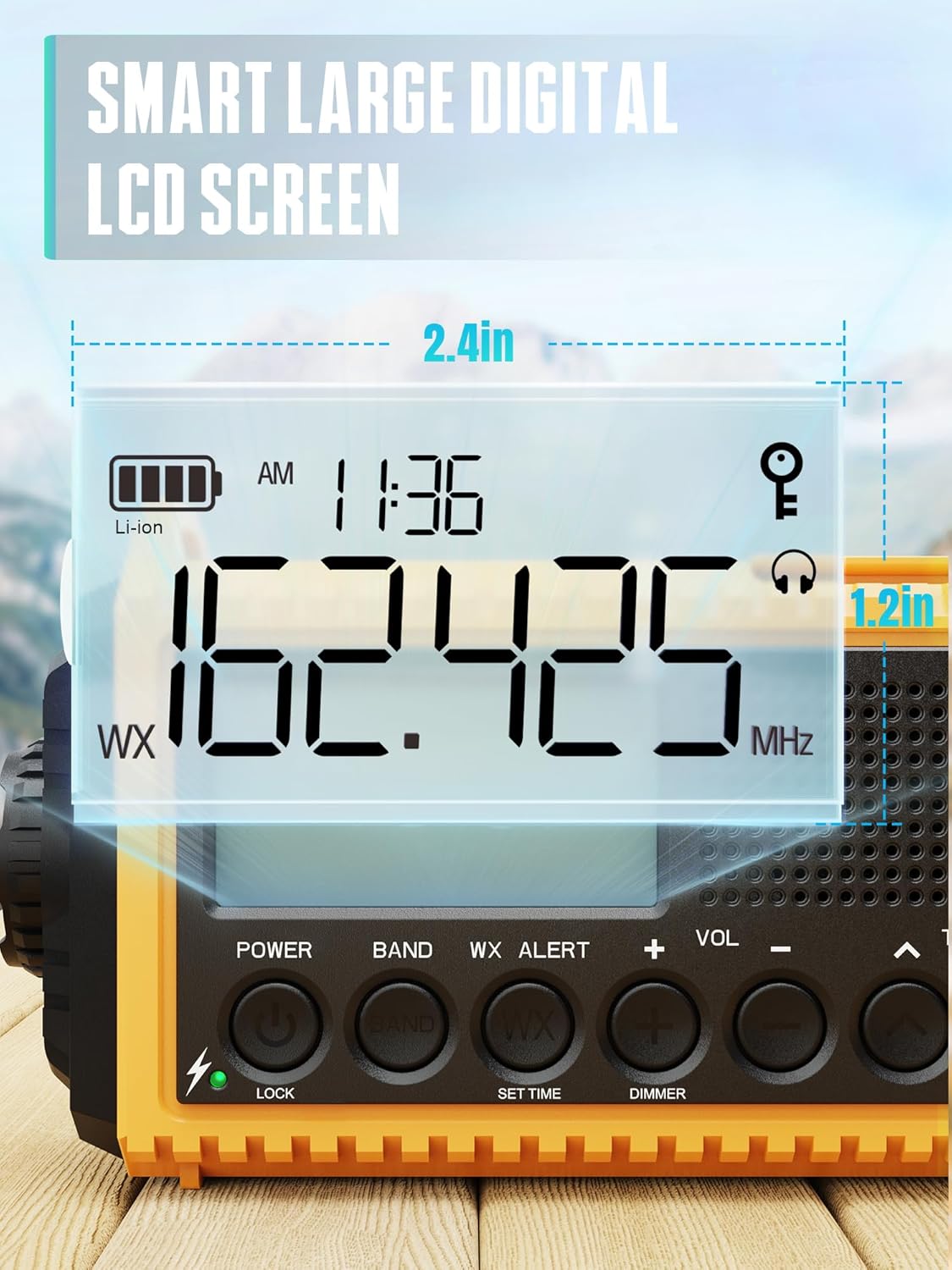 Emergency Radio Hand Crank NOAA Weather Alert/AM/FM/SW, 5000mAh Rechargeable Battery Powered Solar, Portable with 2-Mode LED Flashlight, SOS Alarm - Image 6