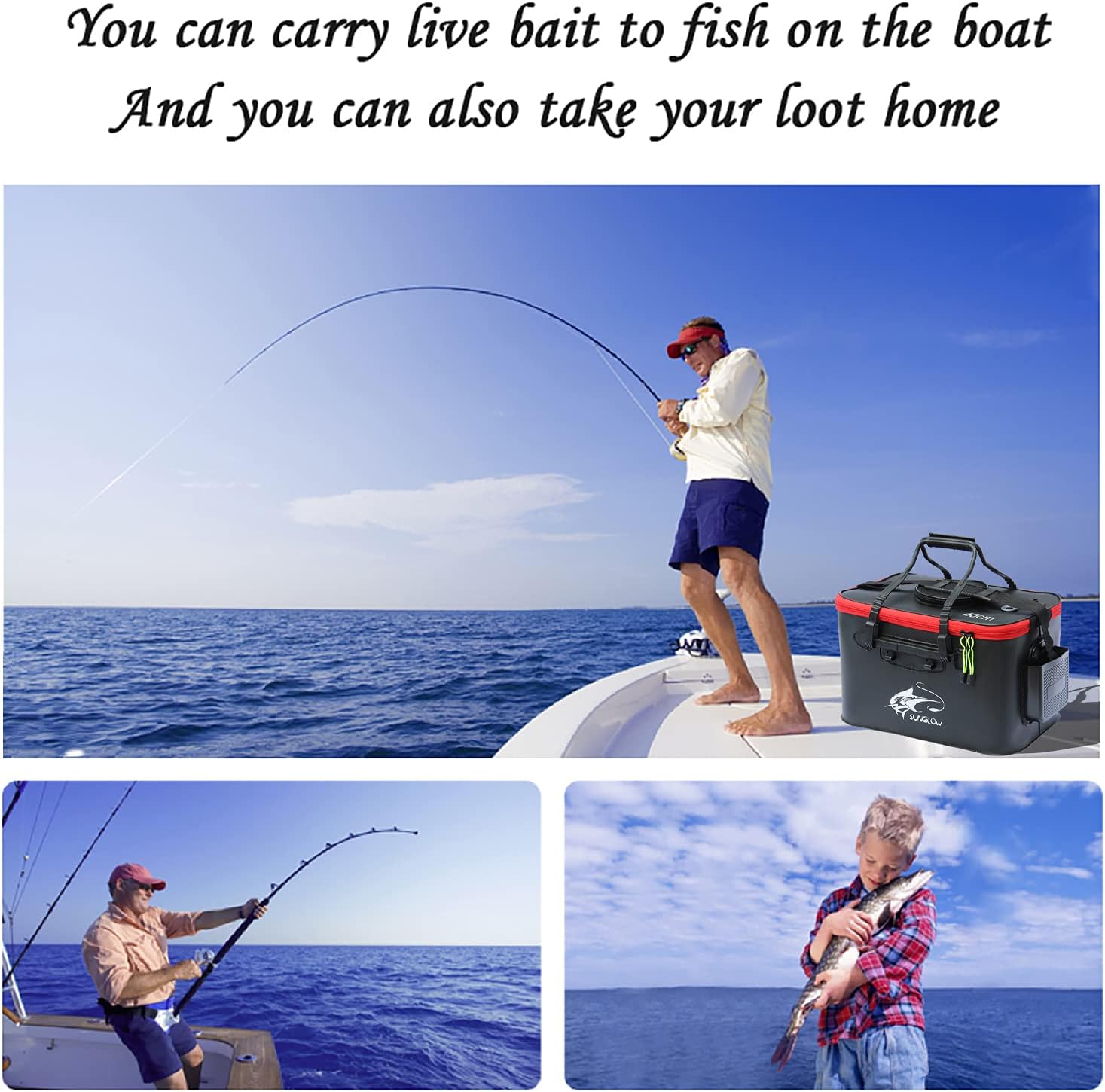 Grneric Fishing Bucket, 6Gallon/8Gallon/10Gallon Foldable Fish Bucket,Live Fish Container Multi-Functional Live Fish Bait Bucket,Outdoor Camping EVA Fishing Bag and Fish Protection Bucket - Image 5