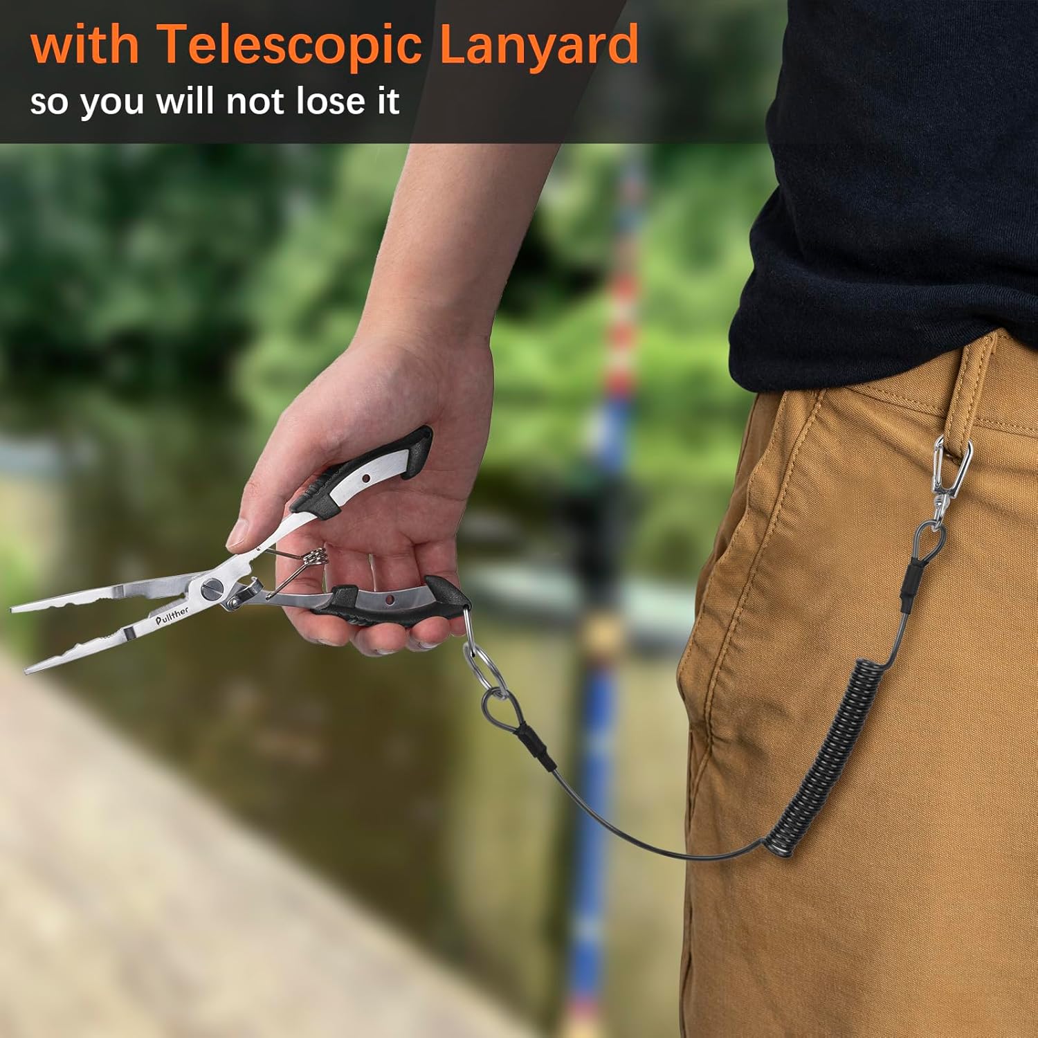 Stainless Steel Fishing Pliers,Needle Nose Pliers Fishing,Fishing Gear Hook Remover with Lanyard,Multitool for Saltwater - Image 5