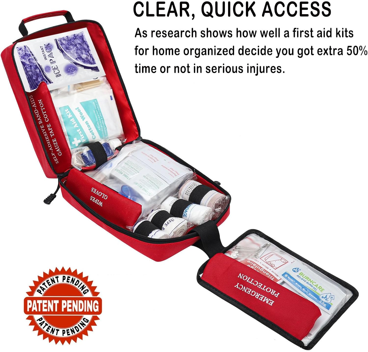 VRIEXSD 400 Piece Large First Aid Kit Premium Emergency Kits for Home, Office, Car, Outdoor, Hiking, Travel, Camping, Survival Medical First Aid Bag, Red - Image 2
