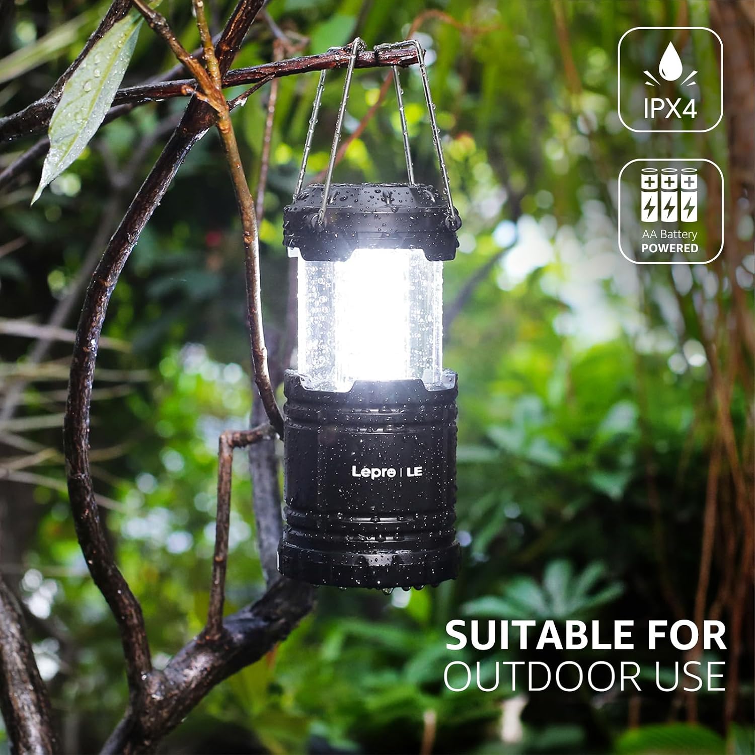 Lepro LED Camping Lanterns Battery Powered, Collapsible, IPX4 Water Resistant, Outdoor Portable Lights for Emergency, Hurricane, Storms and Outages - Image 4