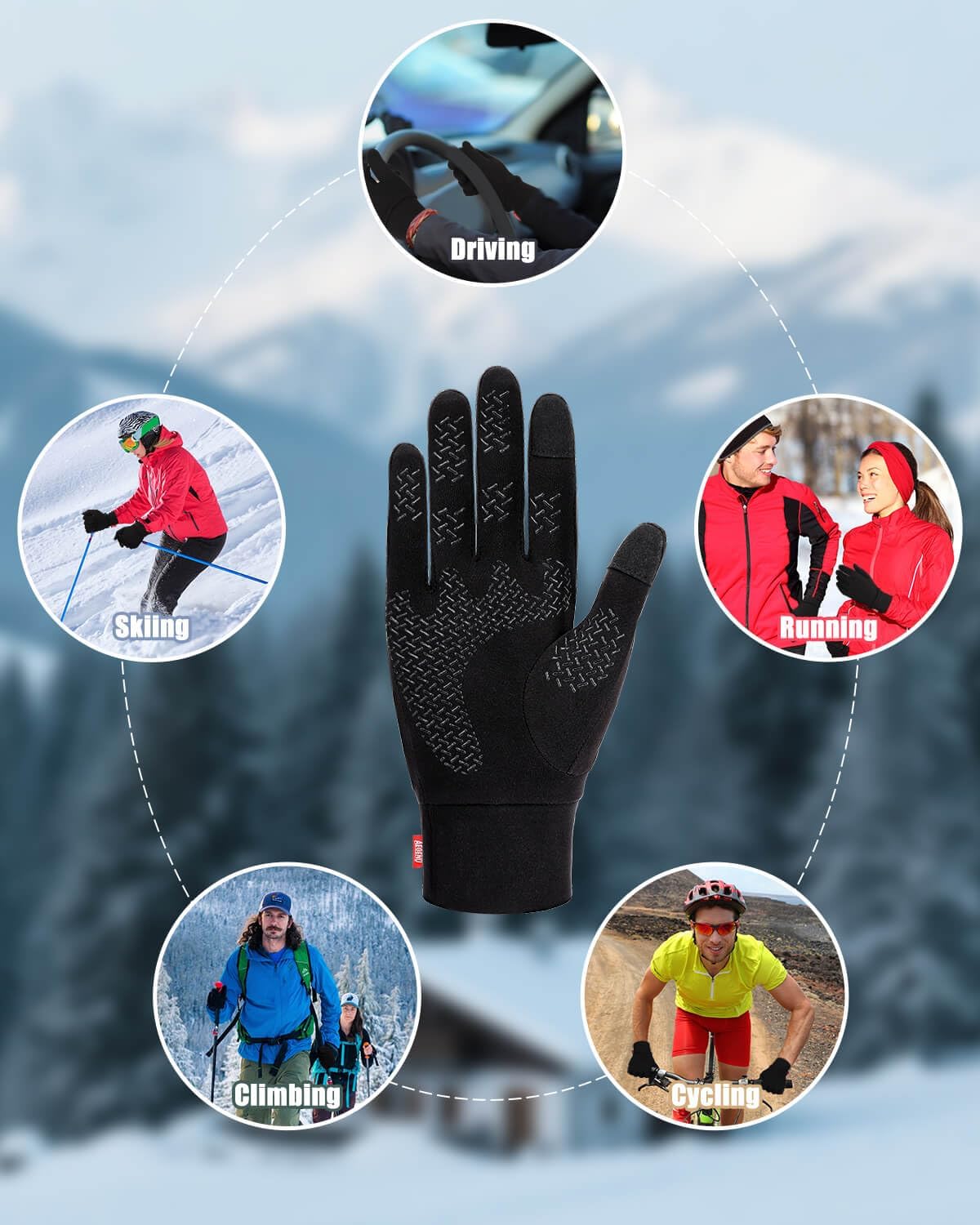 Aegend Lightweight Winter Gloves for Men Women, Warm Running Gloves Touchscreen Thermal Glove Liners for Cold Weather Driving, Cycling & Hiking, Non-Slip, Elastic Cuff, Stretchy, Durable - Image 9