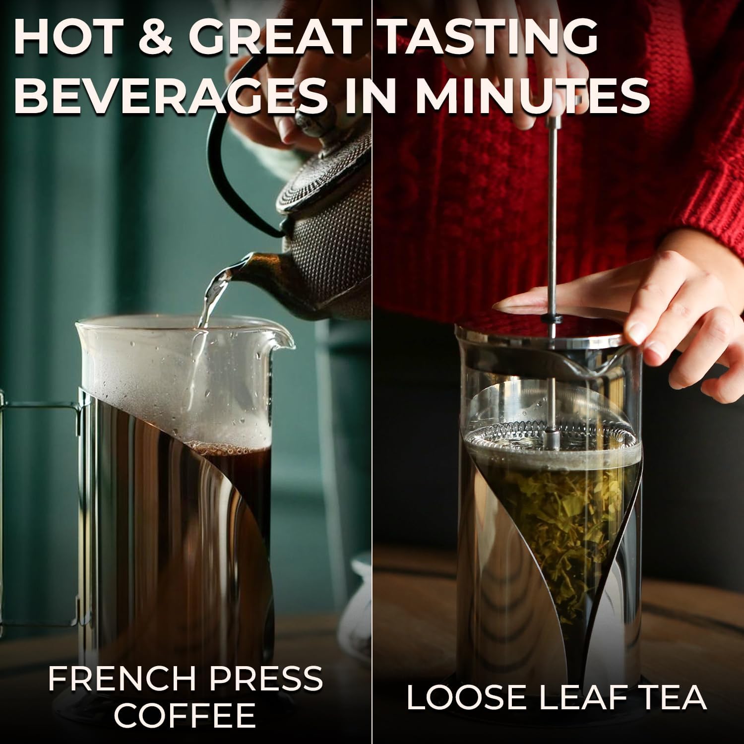 Cafe Du Chateau Stainless Steel French Press Coffee Maker 34 oz - Easy to Use Insulated Coffee Press with 4-Level Filtration, Manual Brewer for Tea, Camping & Travel with BPA Free, Durable Clear Glass - Image 7