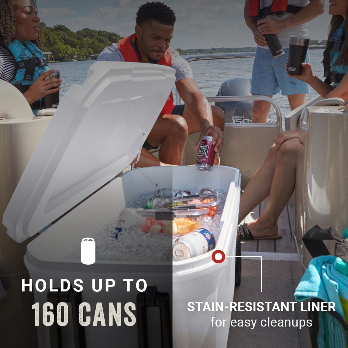 Coleman Marine Cooler with Fully Insulated UV Guard Lid & Body, Keeps Ice for 3+ Days, Great for Boating & Fishing, 52qt/100qt Wheeled/120qt Options - Image 3