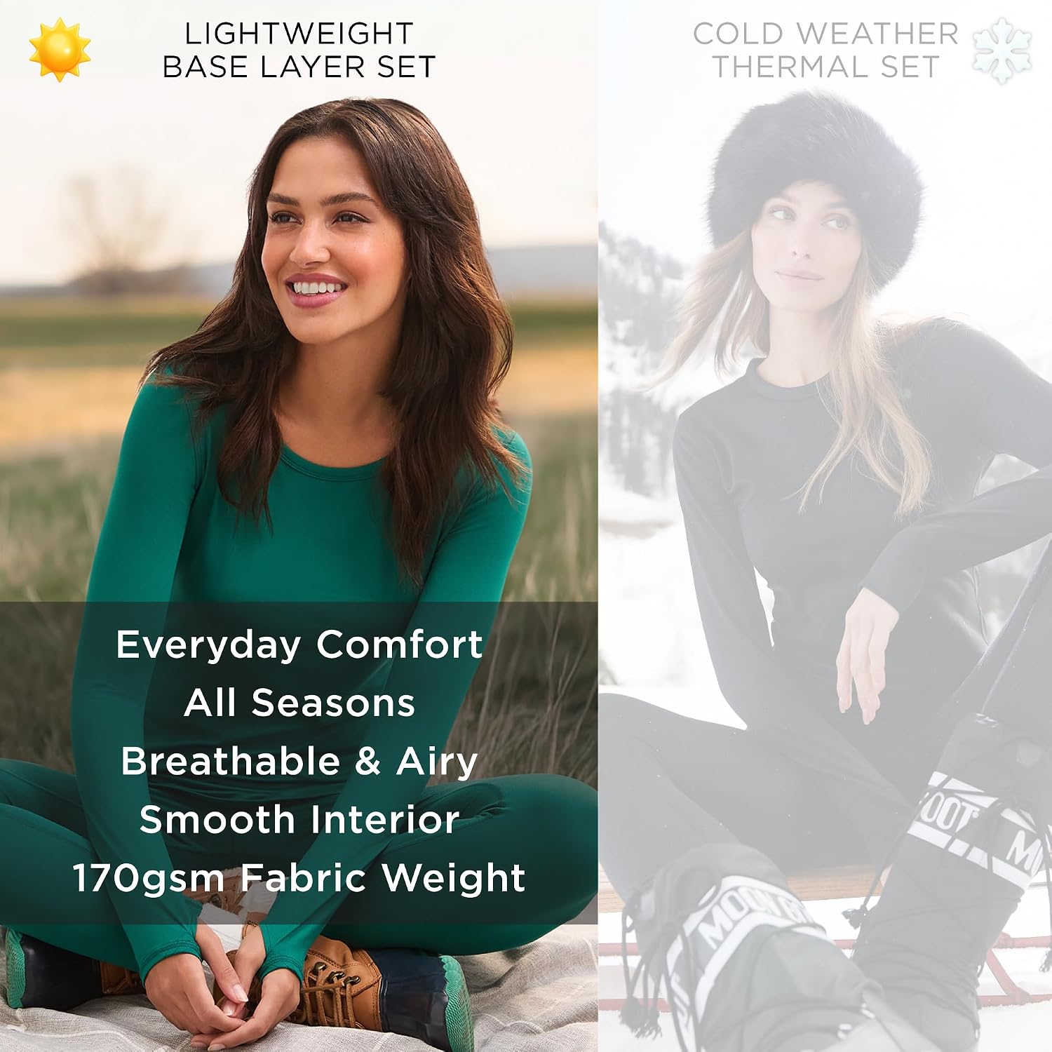 Cuddl Duds Womens Lightweight Breathable Everyday Active Base Layer Set - Long Sleeve Top & Leggings - Lounge Sets for Women - Image 6