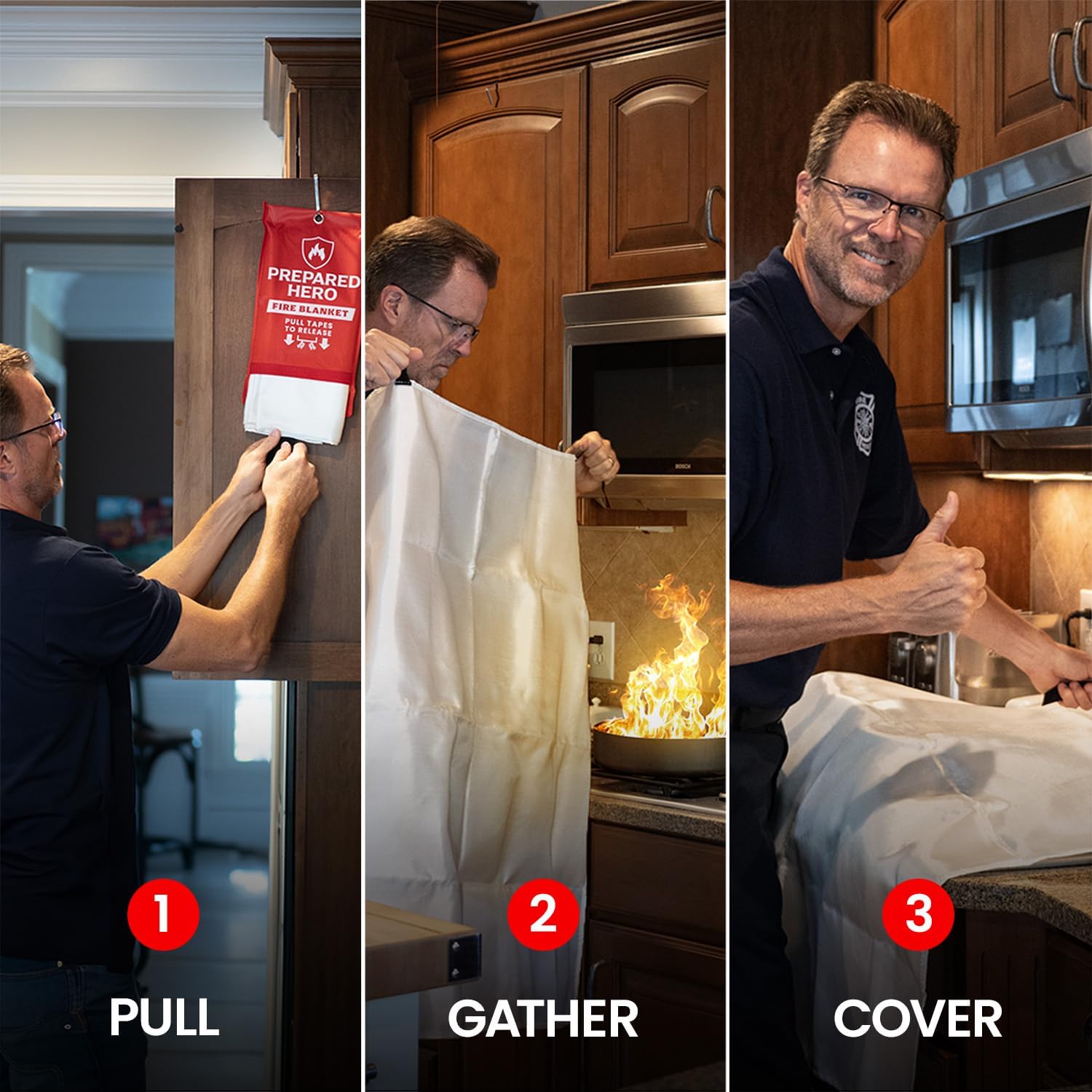 Prepared Hero Emergency Fire Blanket - 2 Pack - Fire Suppression for Kitchen, 39” x 39” Fiberglass Fire Blanket for Home - Image 4