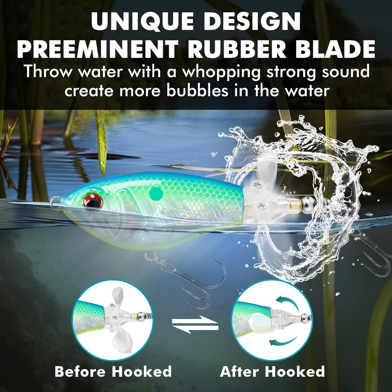 TRUSCEND Popobait Easy Catch Fishing Lures with BKK Hooks, Instant Startup, Longer Cast, Balanced Spray/Sound/Swim, Plopper Topwater Lures for Bass, Trout, Pike, Walleye, Freshwater Saltwater Fishing - Image 4