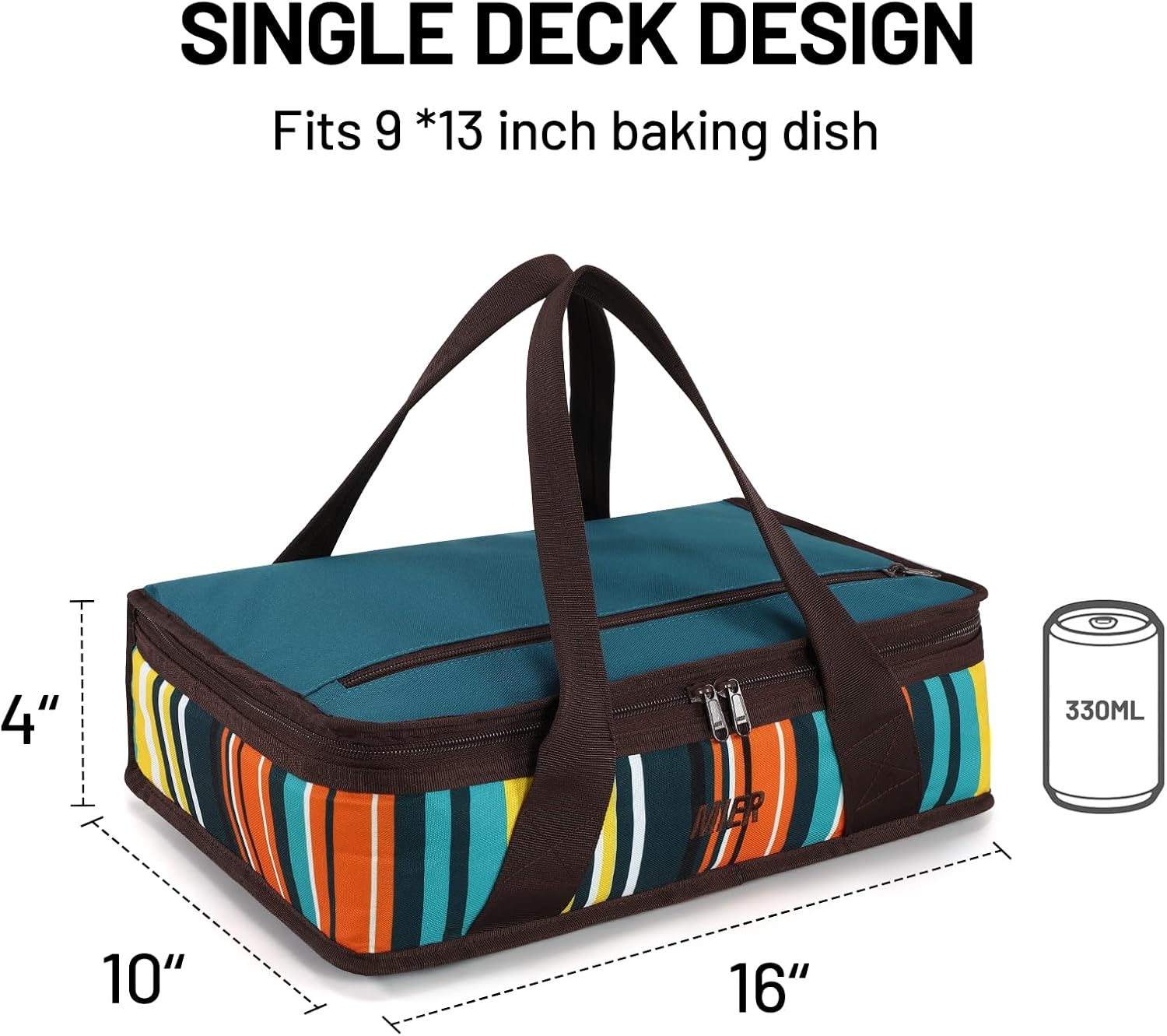 MIER Insulated Casserole Carrier for Hot or Cold Food Thermal Food Carrier Bag for Lasagna Potluck Parties Picnic Cookouts, Fits 9"x13" Baking Dish/Foil Pan, Blue - Image 6
