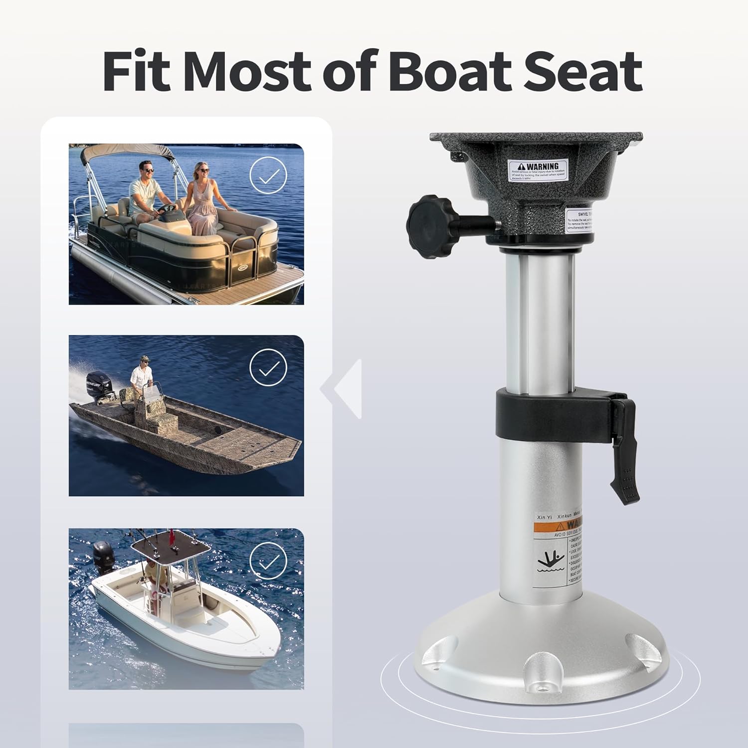 Boat Seat Pedestal, Aluminum Adjustable Height Locking 13-18 Inches, Boat Seats and Pedestals for Fishing Bass Pontoon Boats (1pcs) - Image 5