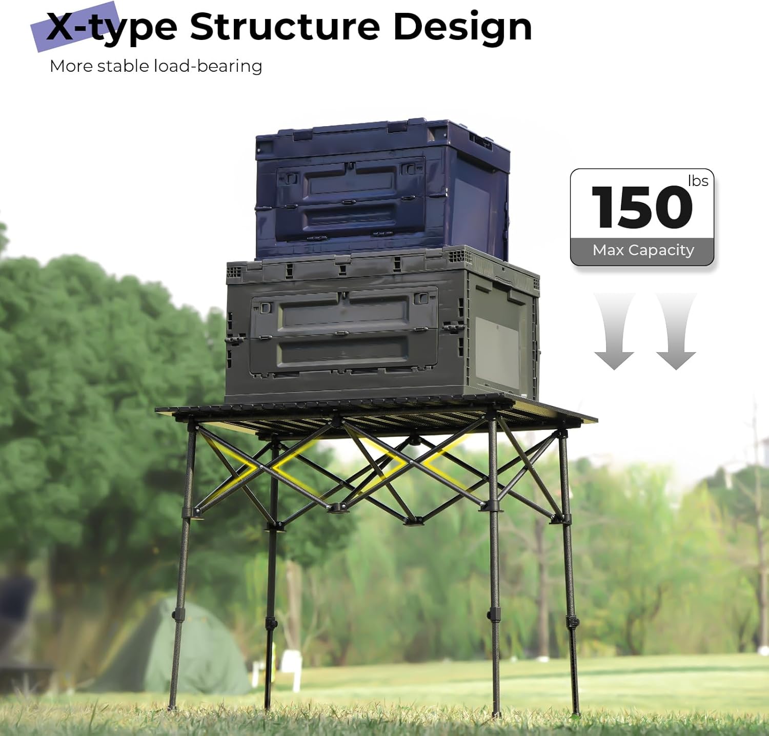 Byliable Camping Table Folding Portable Camp Aluminum Fold Up Lightweight Roll Up Table Adjustable Height with Carry Bag Indoor Outdoor for Camping, Picnic, Backyard, BBQ, Patio, Black - Image 6