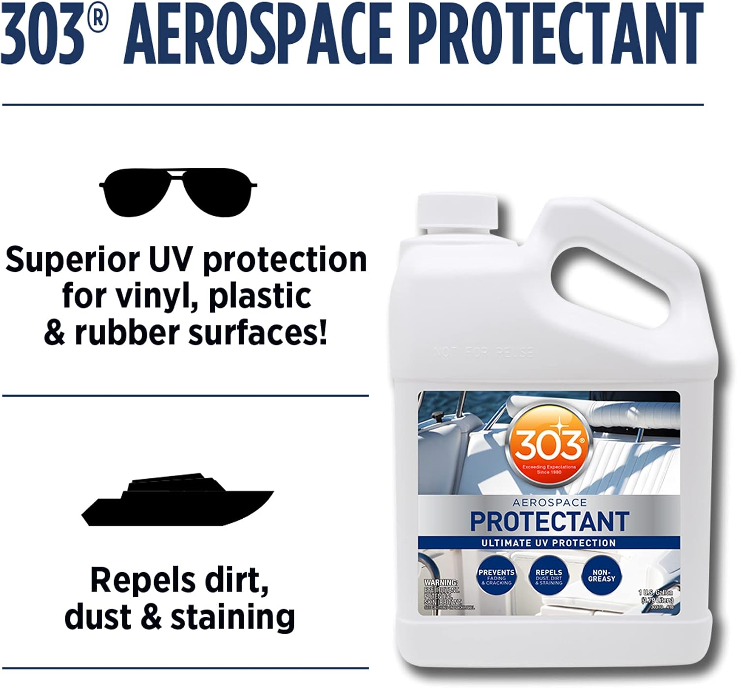 303 Marine Aerospace Protectant for Boat Vinyl, 1 Gallon | Provides UV protection for marine vinyl and surfaces while helping prevent fading, cracking, and staining. - Image 2