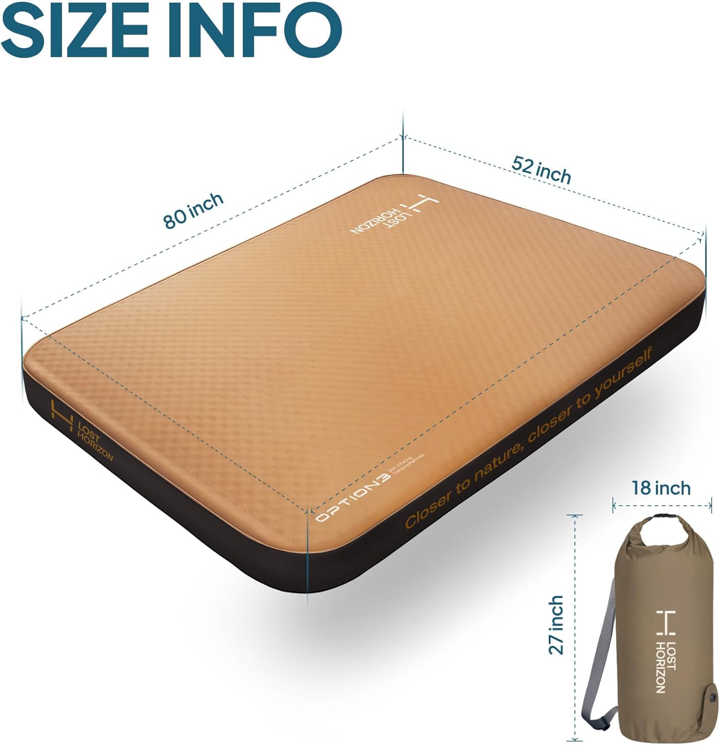 Lost Horizon Air & Foam Camping Mattress, Self-Inflating Sleeping Pad, 4.5" Thick, with Pump Sack, Full - Image 7