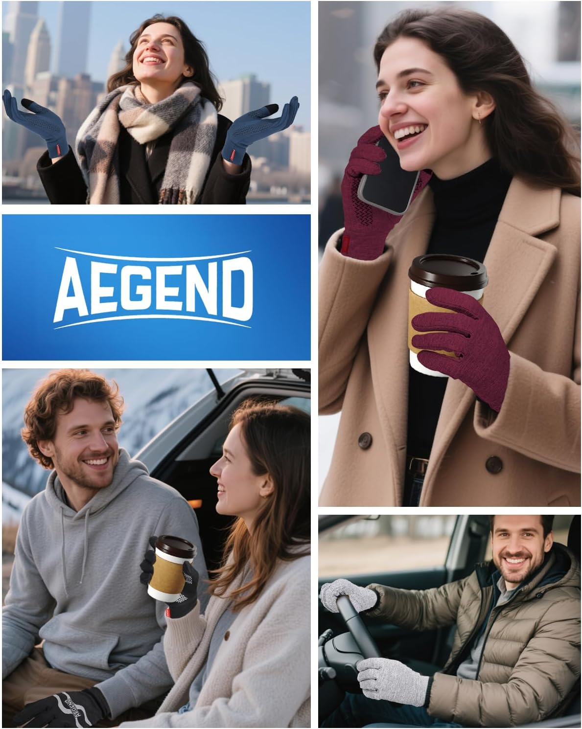 Aegend Lightweight Winter Gloves for Men Women, Warm Running Gloves Touchscreen Thermal Glove Liners for Cold Weather Driving, Cycling & Hiking, Non-Slip, Elastic Cuff, Stretchy, Durable - Image 8