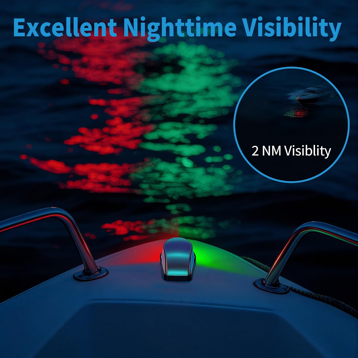 Obcursco Boat Navigation Lights, Red and Green Marine LED Bow Lights, IP67 Waterproof, Rust-Resistant, Ideal for Pontoon, Skiff, Small Boats, and Yacht(Silver) - Image 3
