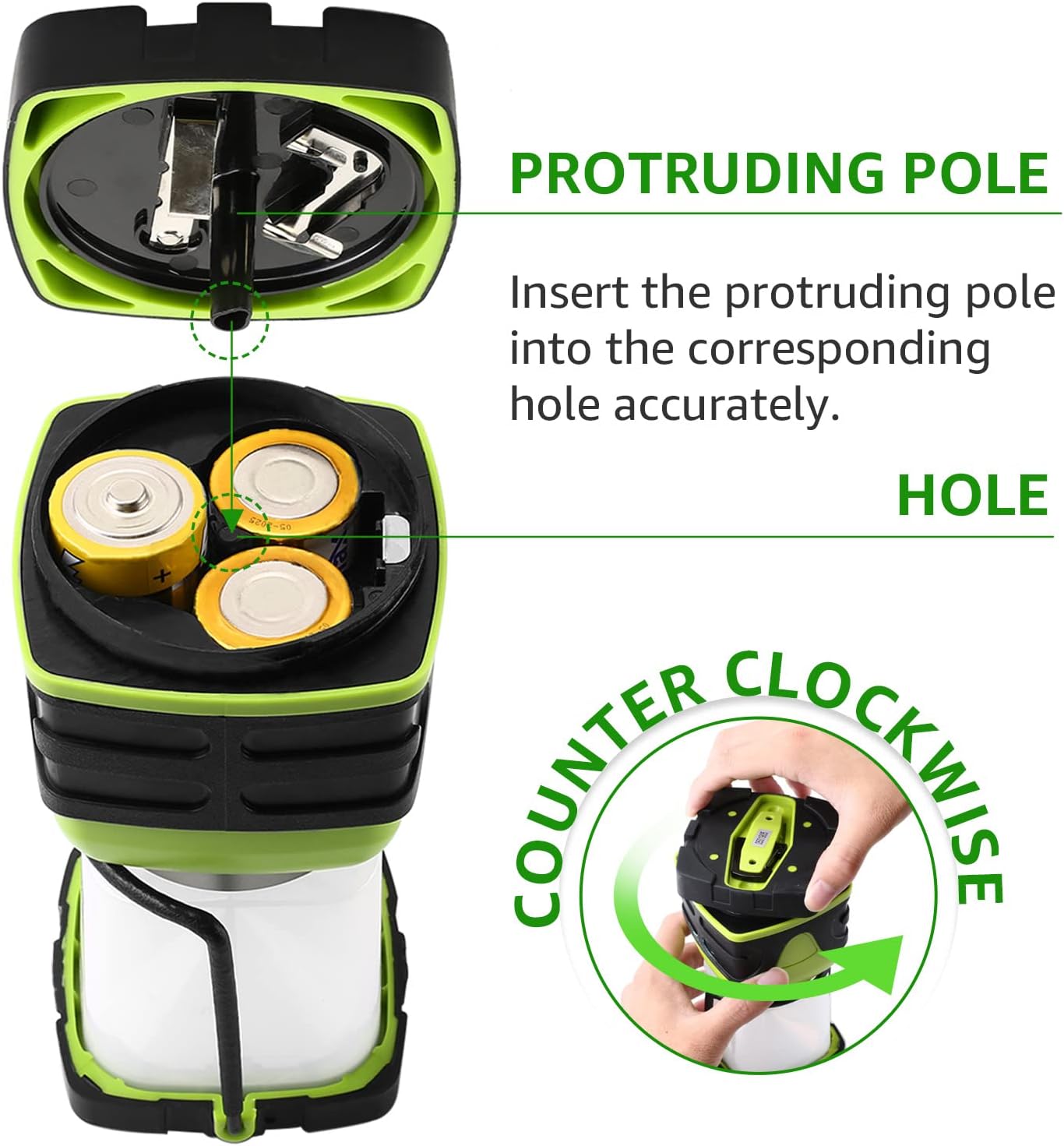 Lepro 1000LM Battery Powered LED Camping Lantern, Green Tent Light with 4 Light Modes, Camping Essentials, Waterproof Lantern Flashlight for Camping, Emergency Light, Power Outages, Not Rechargeable - Image 8